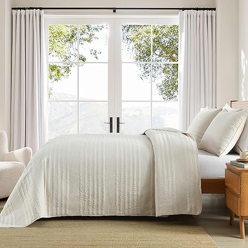 Miniatura 3 de Boryard Juego de edredones de tamaño Queen  Juego de colcha ligera y suave a rayas de tamaño matrimonial (90 x 90 pulgadas) con 2 fundas de almohada