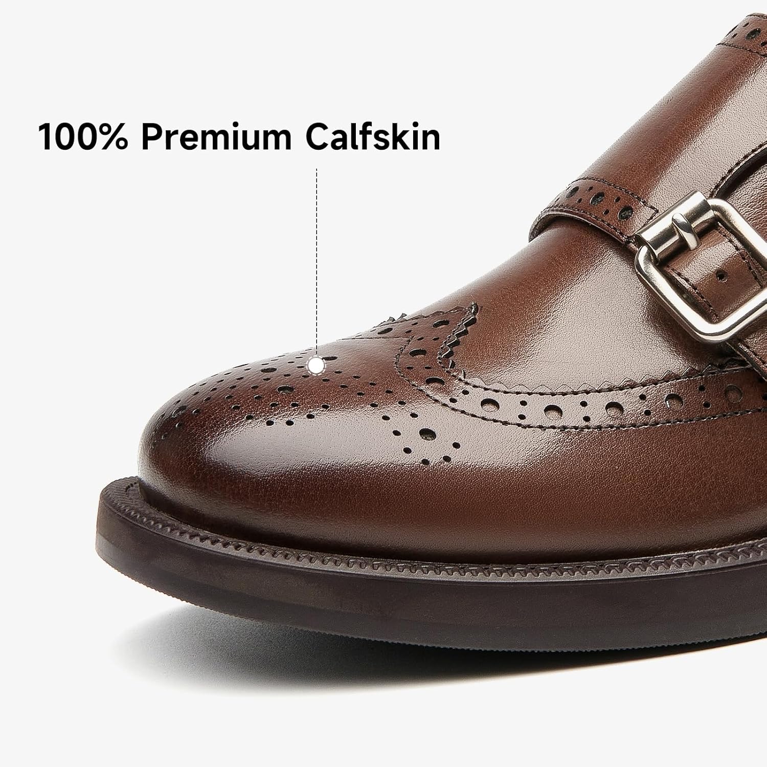 BEAU TODAY Monk Strap Loafers, Womens Leather Loafers, Cap Toe Slip-Ons Waxed Calfskin Loafer Flats for Business Casual Dress Women Shoes - Image 5