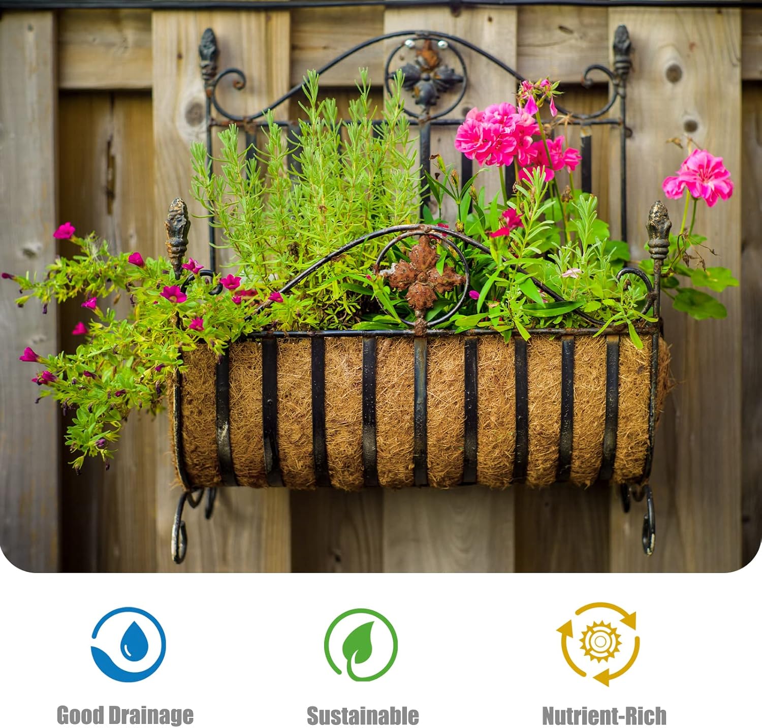 4 Packs Coco Liners for 30 Inch Planters, Coconut Fiber Window Box Insert, Trough Planter, Basket Liner for Outdoor Plants