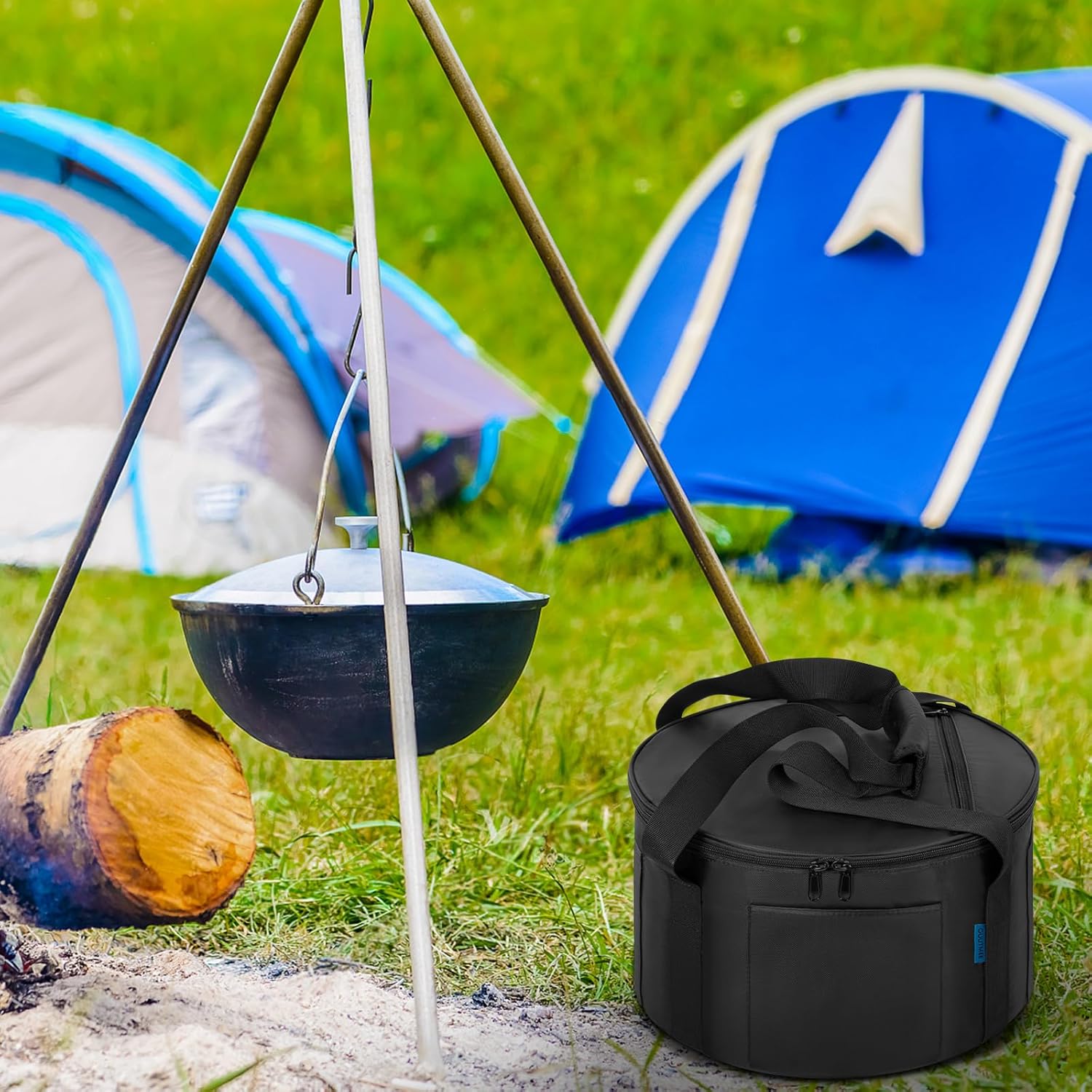 Dutch Oven Bag for 12 Inch,Durable Camp Dutch Oven Storage Bag,Carry Bag Extra Pockets and Sturdy Handles