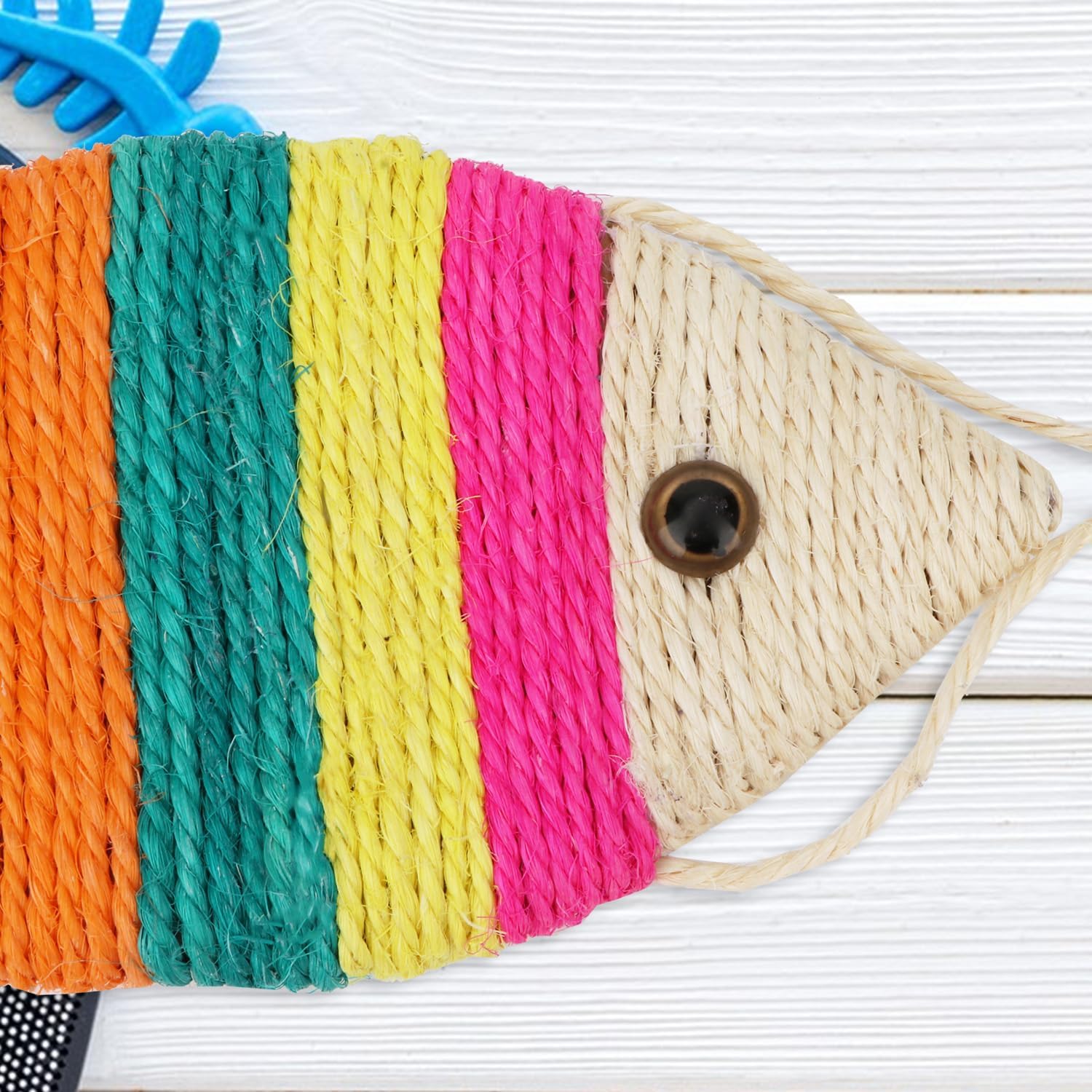 review Cat Scratching Board Creative Fish Shaped Cat Claw Toy Colorful Sisal Pad Scratch Lounge Durable Scratching Pad Interaction Toy (L)