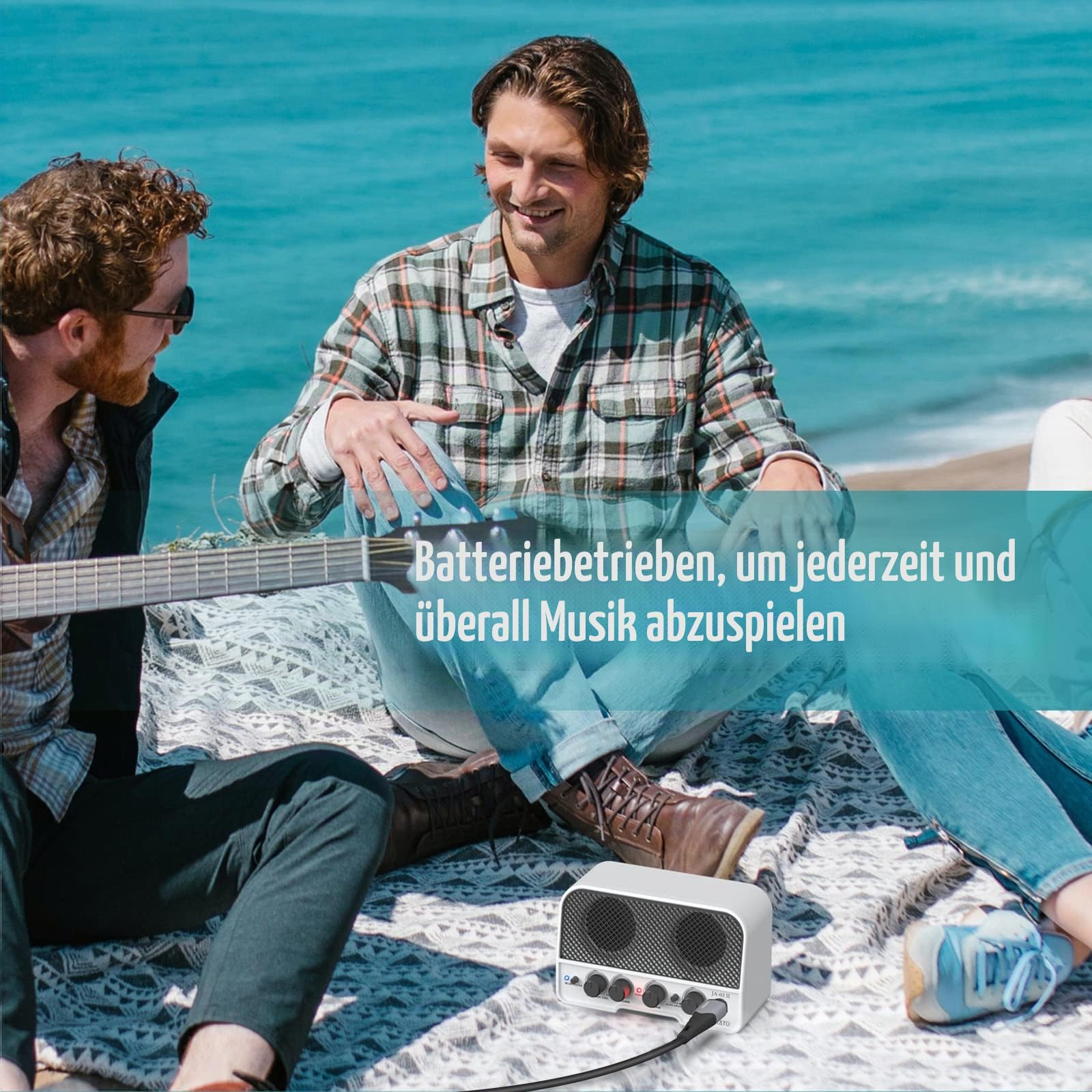 LEKATO 5W Mini Gitarrenverstärker JA-02 II, Tragbarer & Wiederaufladbarer E-Gitarrenverstärker Übungsverstärker mit Clean/Overdrive, Bluetooth 5.0, Kopfhörerausgang – Ideal für E-Gitarre (Weiß)