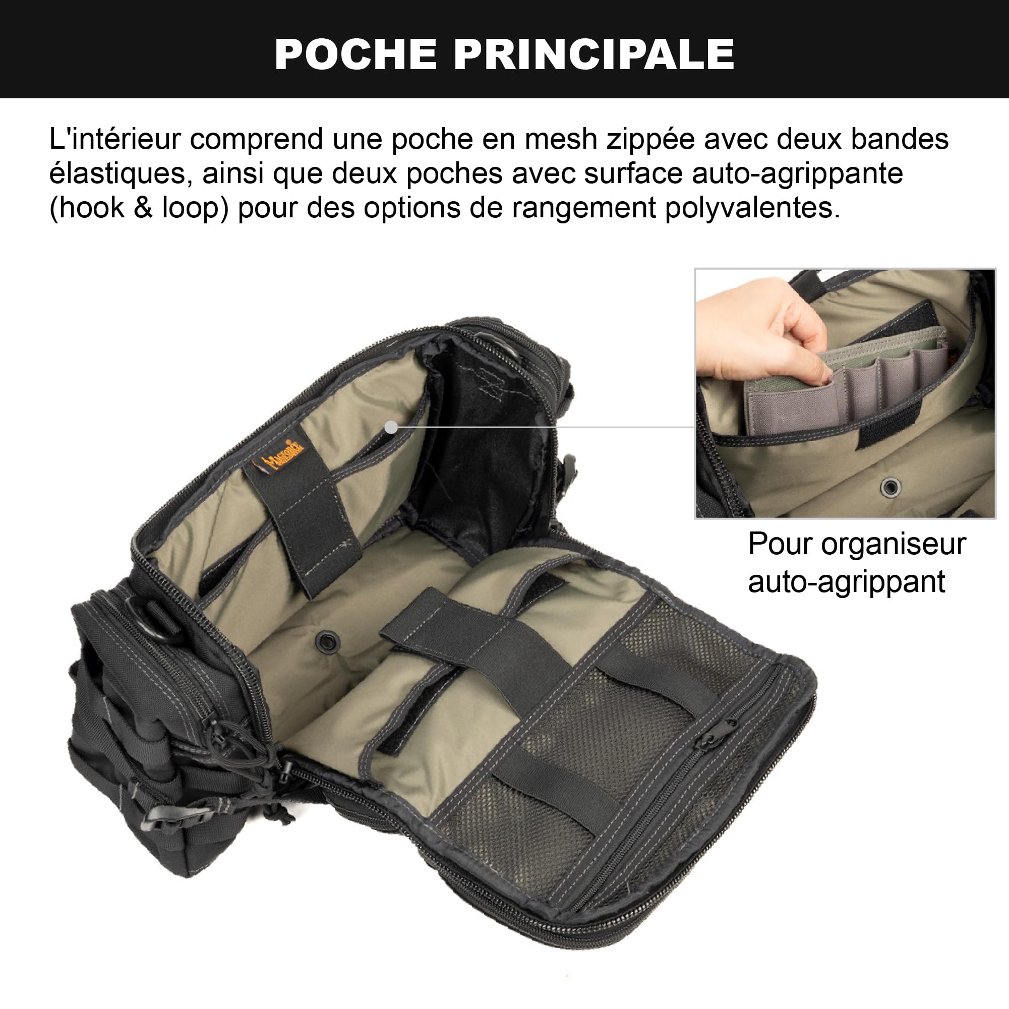 Magforce Sac Banane Tactique Sorcerer Waist Pack léger pour Voyage randonnée Nylon indéchirable Grande capacité Multi-Compartiments bandoulière zippée Kaki 1050D