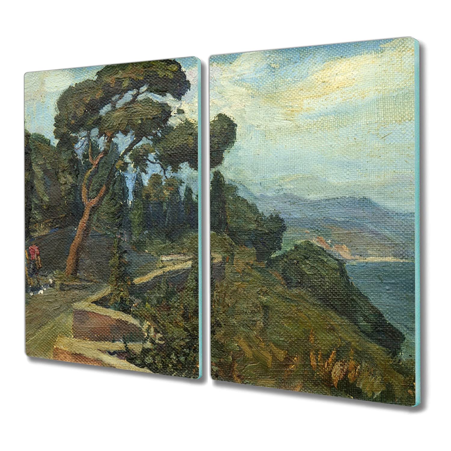 Planche à découper induction 2x30x52cm en verre trempé paysage nature arbres