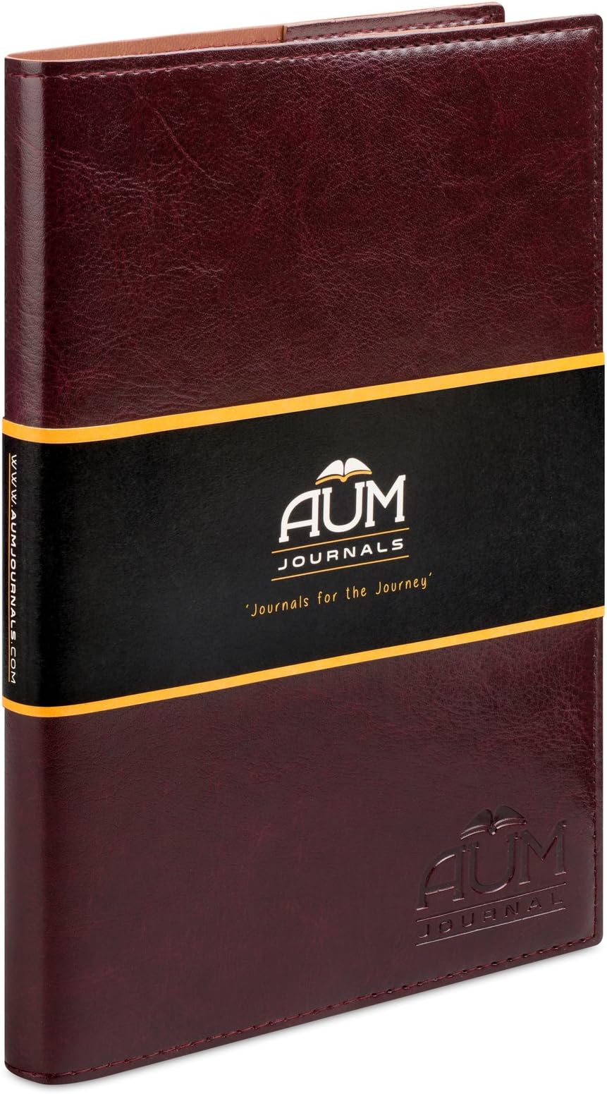 AUM Journal for Life - Refillable Leather Journal Notebook A5 Travel Journal Diary size (21x15cm) Aum Journals Lined Faux Leather Journal - A5 Originals range - Maroon Journal
