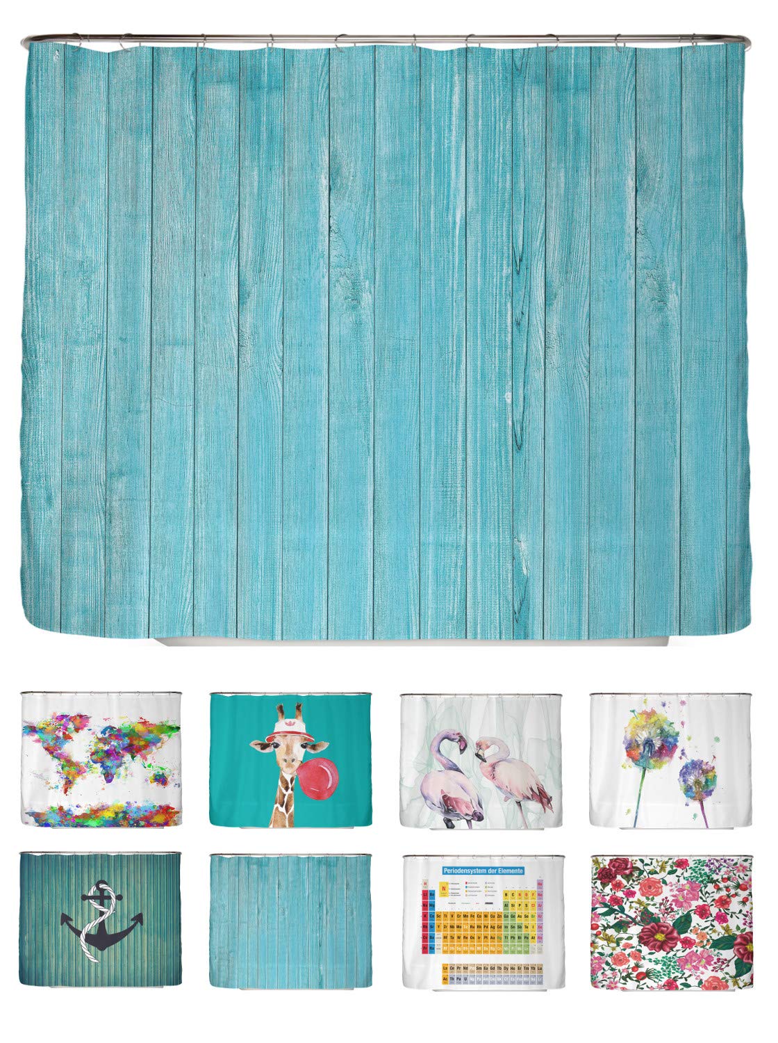 arteneur® - Cortina de Ducha 180x200 - Cortina de Baño Antimoho de Tela, Impermeable, Lavable y Opaco con Dobladillo Ponderado y Anillas (Tabla Periódica Española) — view 112