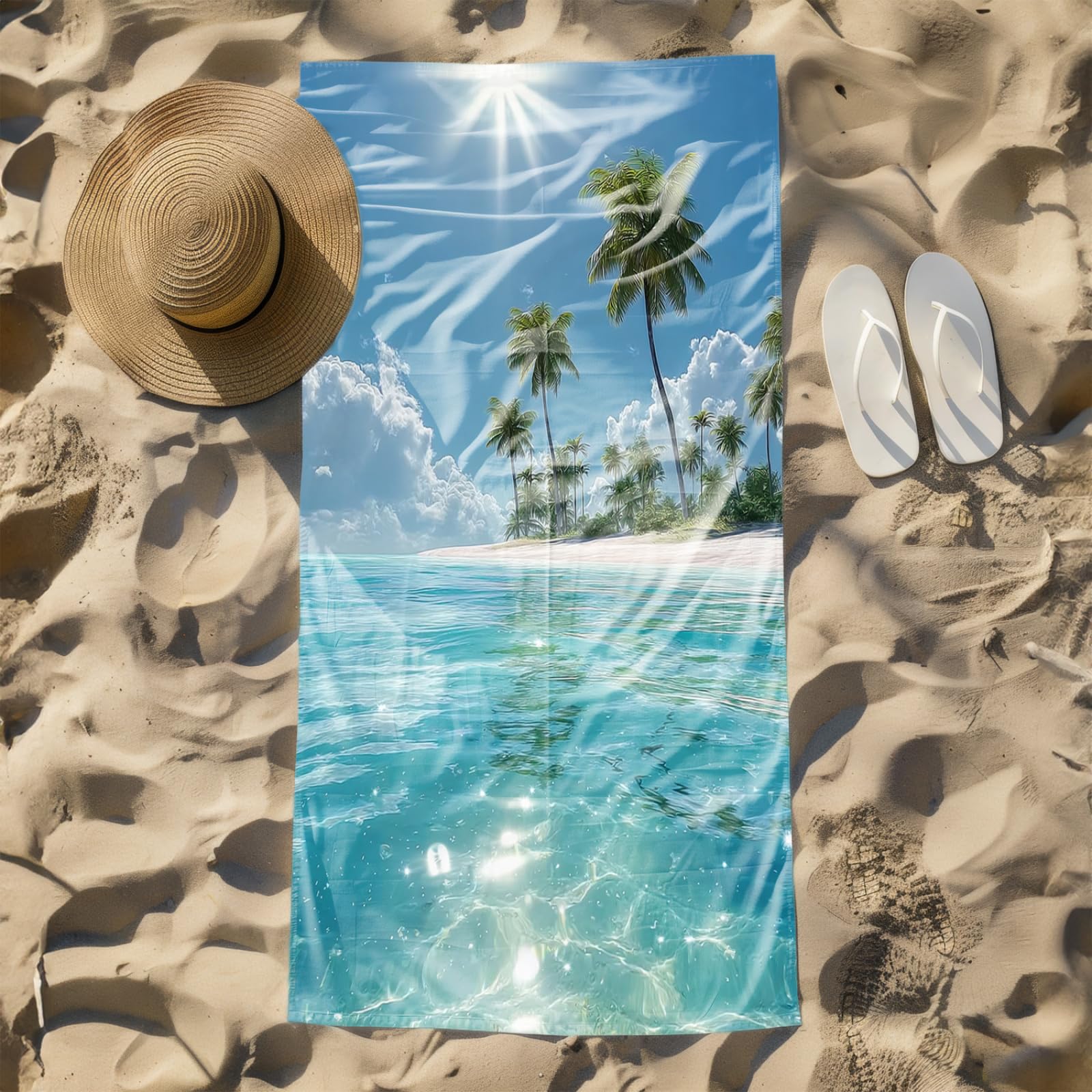 Telo Mare Microfibra 210x230 Oceano Blu Telo Spiaggia Grande Antisabbia,XXL Asciugamano Mare, Asciugatura Rapida, Stuoia Spiaggia Leggero E Portatile