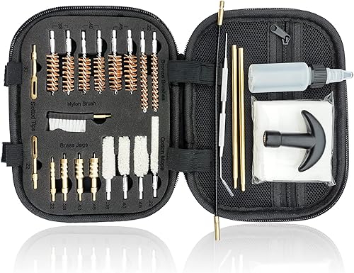 Kit de limpieza de pistola para pistola 0.22 .38.3570.354 in, calibre .40 .45, cepillo universal para pistola con cepillo de orificio de bronce,