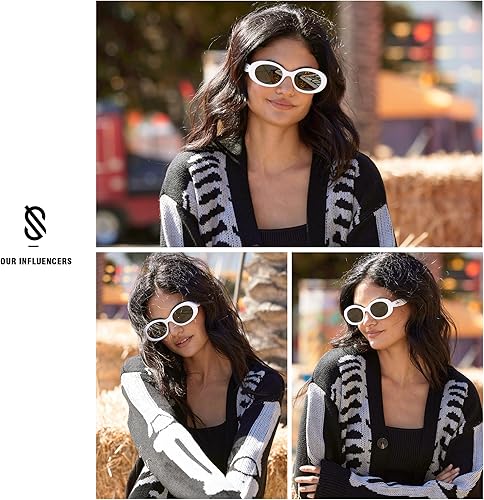 Miniatura 2 de SOJOS Gafas de sol polarizadas ovaladas pequeñas retro para mujeres y hombres, estilo vintage de los años 90, protección UV400, gafas de sol