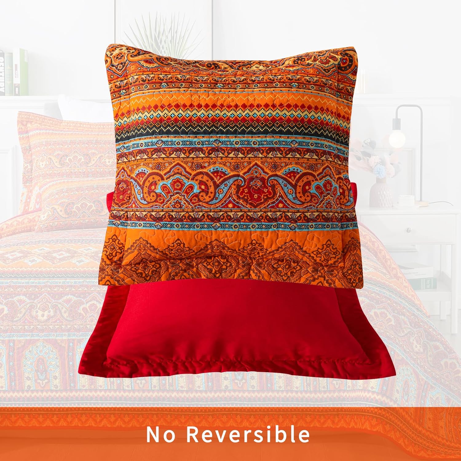 Bedifany 2 Pcs Cotton Throw Pillow Covers, Decorative Neutral Boho Cushion Covers Pillowcase for Couch Sofa Bedroom Living Room Home Decor Outdoor,18×18 Inch (Orange and red)