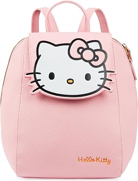 Get Trend Hello Kitty Sanrio Backpack for Women & Teens, Kawaii Cute Work & Travel PU Faux Leather Girls Bag, Gifts for Her Pink Hello Kitty