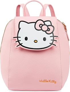 Hello Kitty Sanrio Backpack for Women, Teens, Mini PU Leather Daypack with Adjustable Straps, Kawaii Travel Bag for School, Work, Gifts for Women (Pink Hello Kitty)