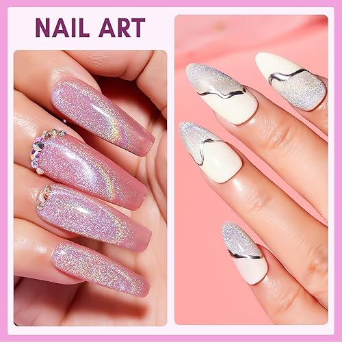 Miniatura 8 de Makartt Esmalte de uñas de gel Rainbow Cat Eye purpurina universal 9D holográfica brillante Soak Off Gel UVLED Manicura con barra magnética para