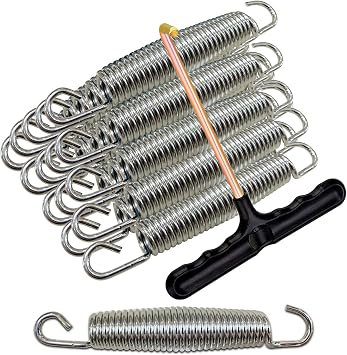 3.7, 5.5, 6.5, 7 Trampoline Springs,16pcs Heavy Duty Stainless Steel Replacement Trampoline Springs with T-Hook Tool Trampoline Accessories