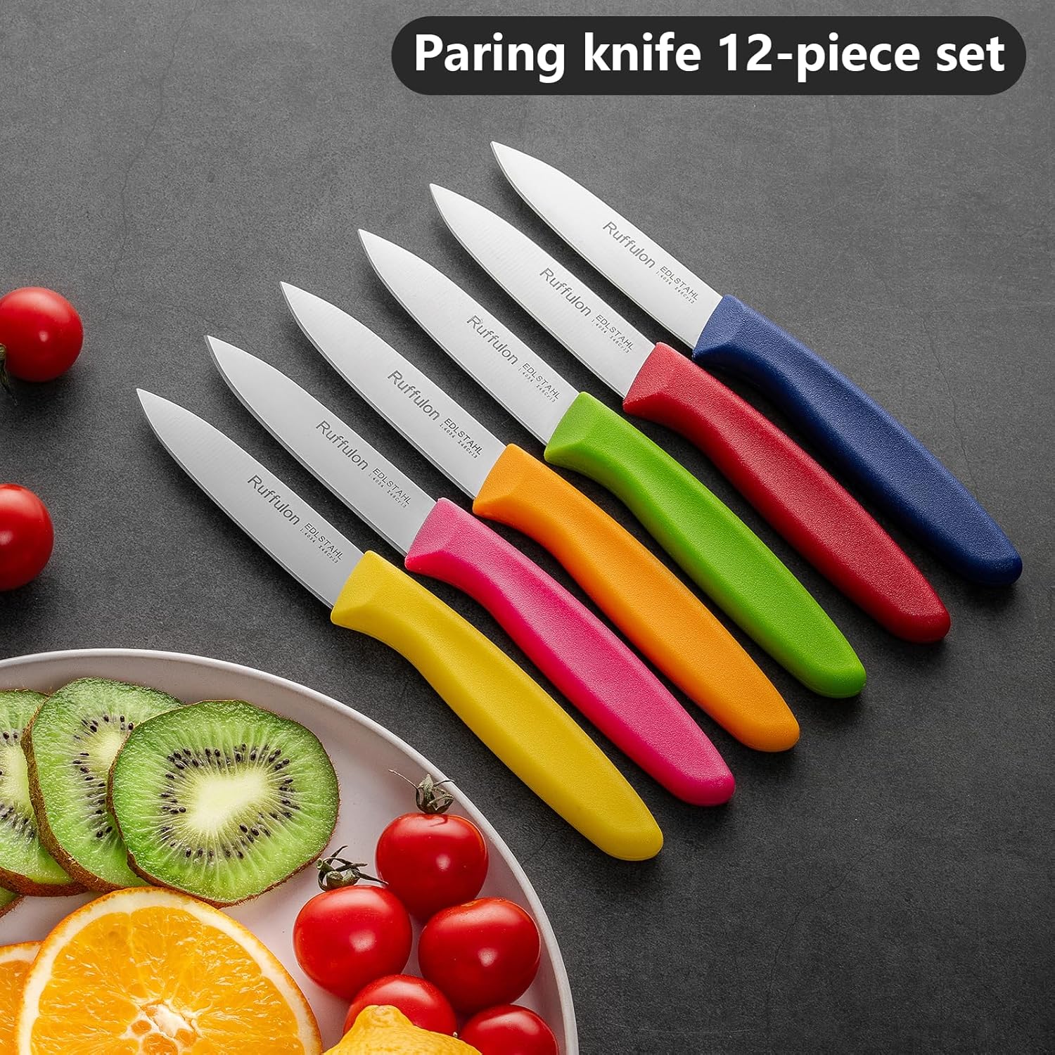 Paring Knife Fruit Knife Set (12 Pieces), Ultra Sharp Stainless Steel Vegetable and Fruit Knife with PP Plastic Ergonomic Handle for Cutting Fruits and Vegetables.