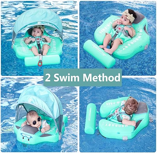 Miniatura 10 de Upgread Mambobaby - Flotador de piscina para bebé con toldo no inflable, sólido, mejorado, suave, impermeable, material de tela agradable a la piel,