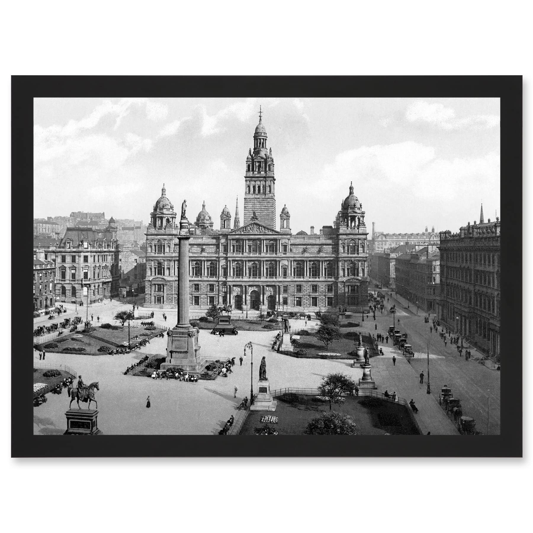 Artery8 Glasgow George Square Scotland Vintage Historic A4 Artwork Framed Wall Art Print