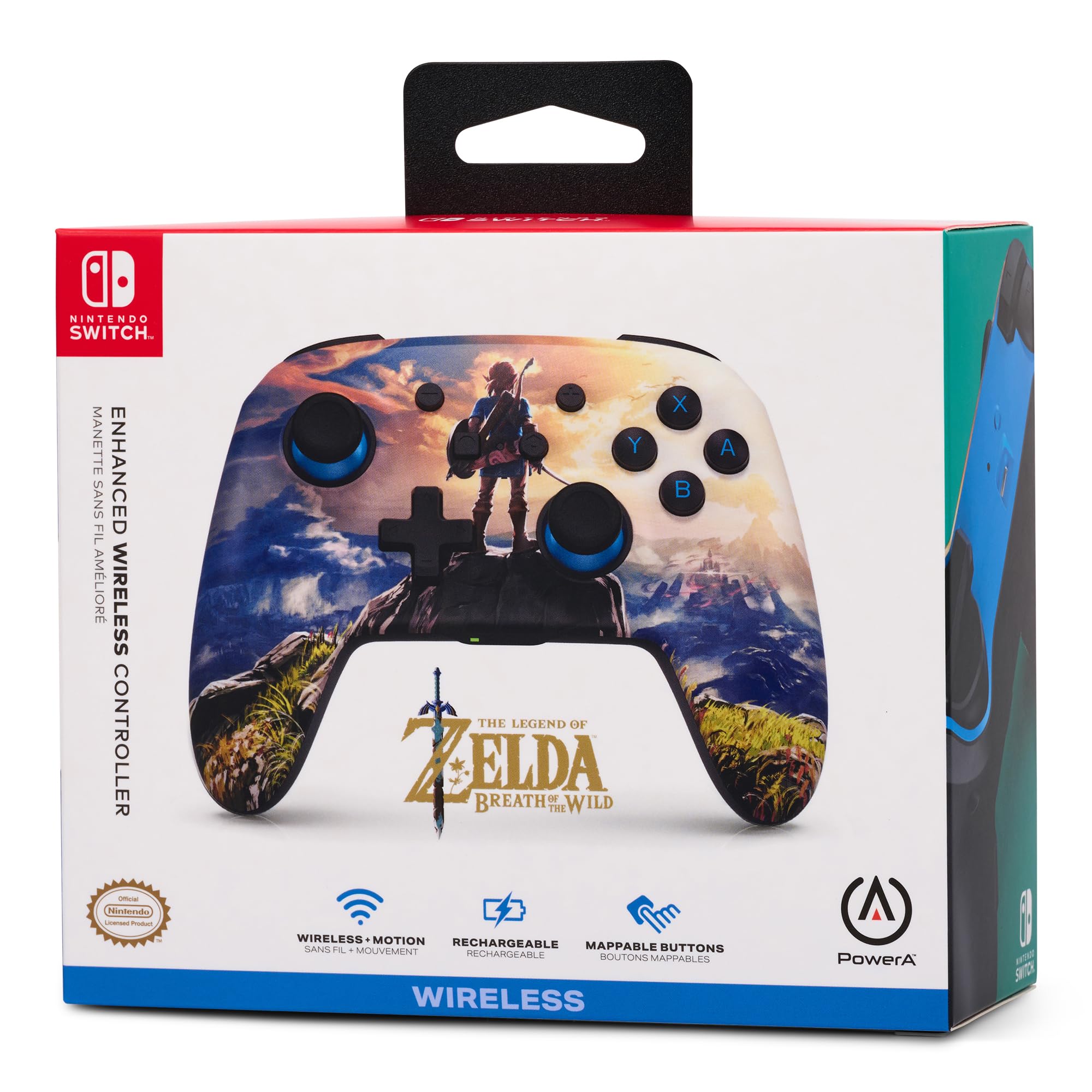 PowerA Controller wireless migliorato per Nintendo Switch/Switch 2/Switch Lite/OLED Model - Kingdom of Hyrule - Gamepad, controller di gioco, licenza ufficiale