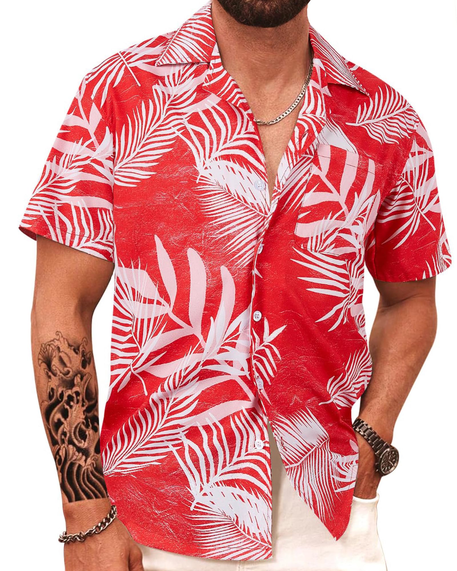 APTRO Men's Hawaiian Shirt Short Sleeve Tropical Vacation Button Down Beach Floral Palm Shirts