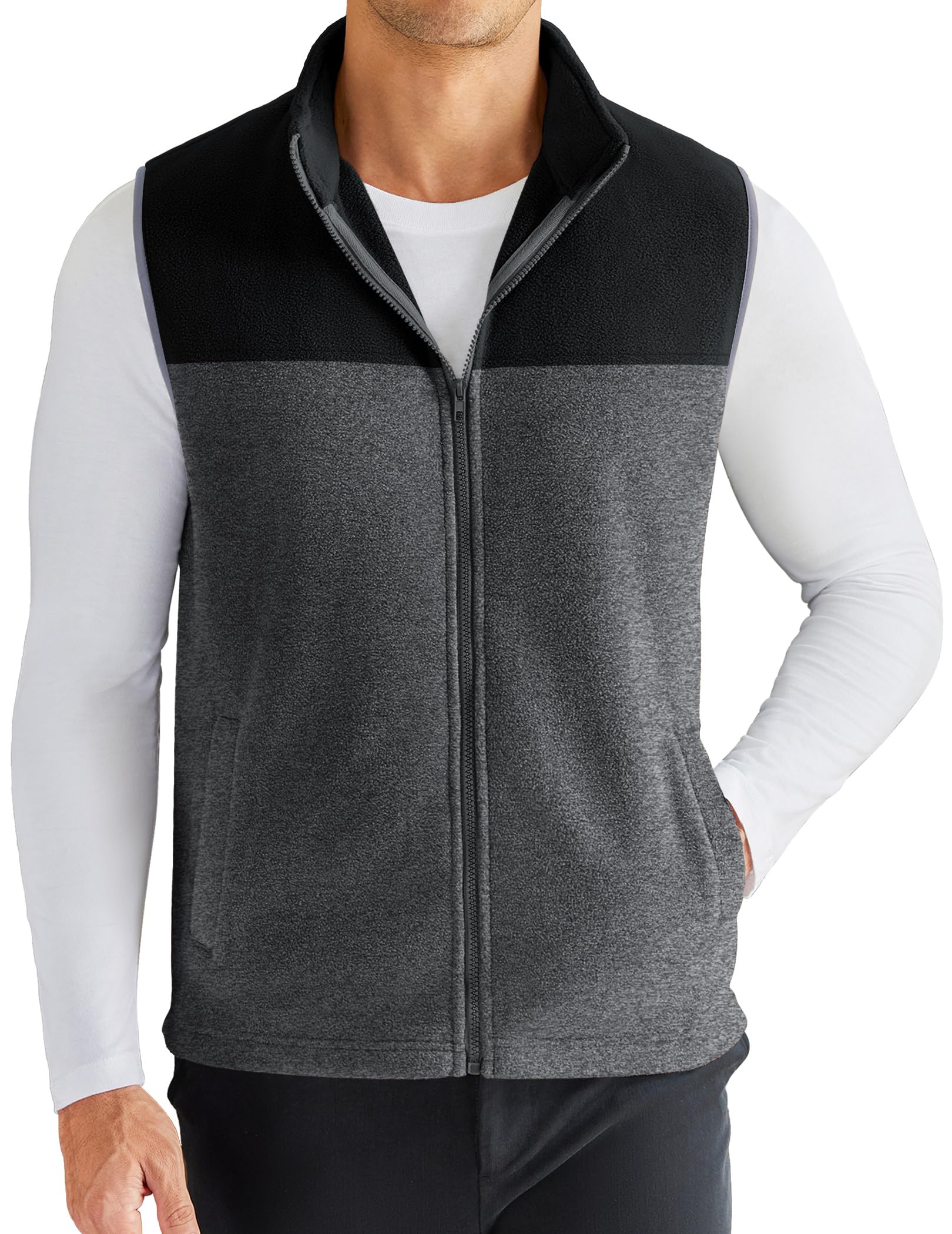 Men's Polar Fleece Vest Lightweight Sleeveless Zip Up Jacket Warm