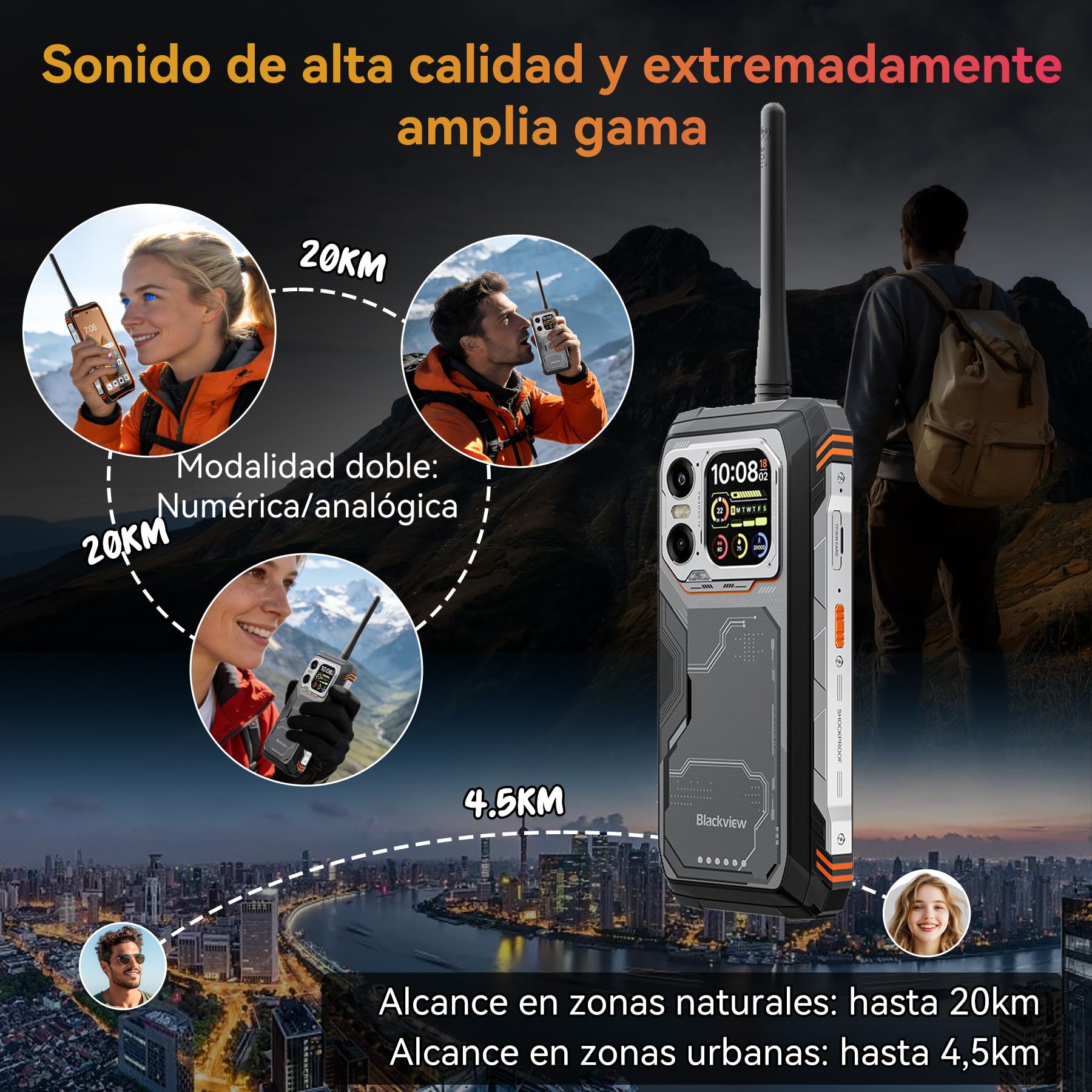 Blackview XPLORE 1 WT Movil Irrompible 5G, 20000mAh Movil Indestructible, 48GB+512GB, 6,78" FHD+ & 2,01" 120Hz Android 15 IP69K, 64MP+50MP+20MP, NFC/OTG/GPS/AI
