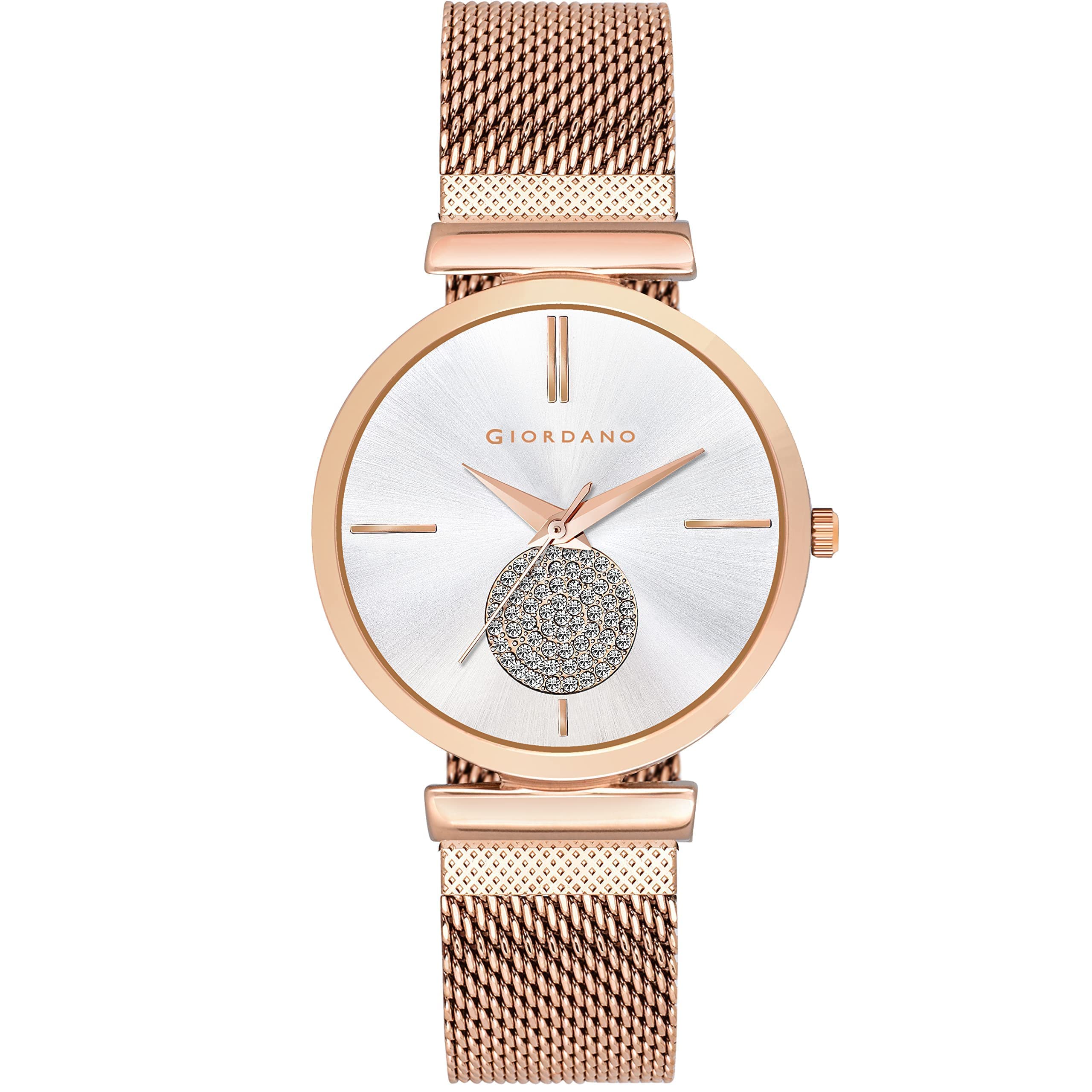 Giordano Eleganza Collection Stylish Watch for Women with Crystal Studded Dial Water Resistant Wrist Watch to Compliment Your Look/Ideal Gift for Female & Girls - GD-4066 (B09KV35H51) Amazon Price History, Amazon Price Tracker