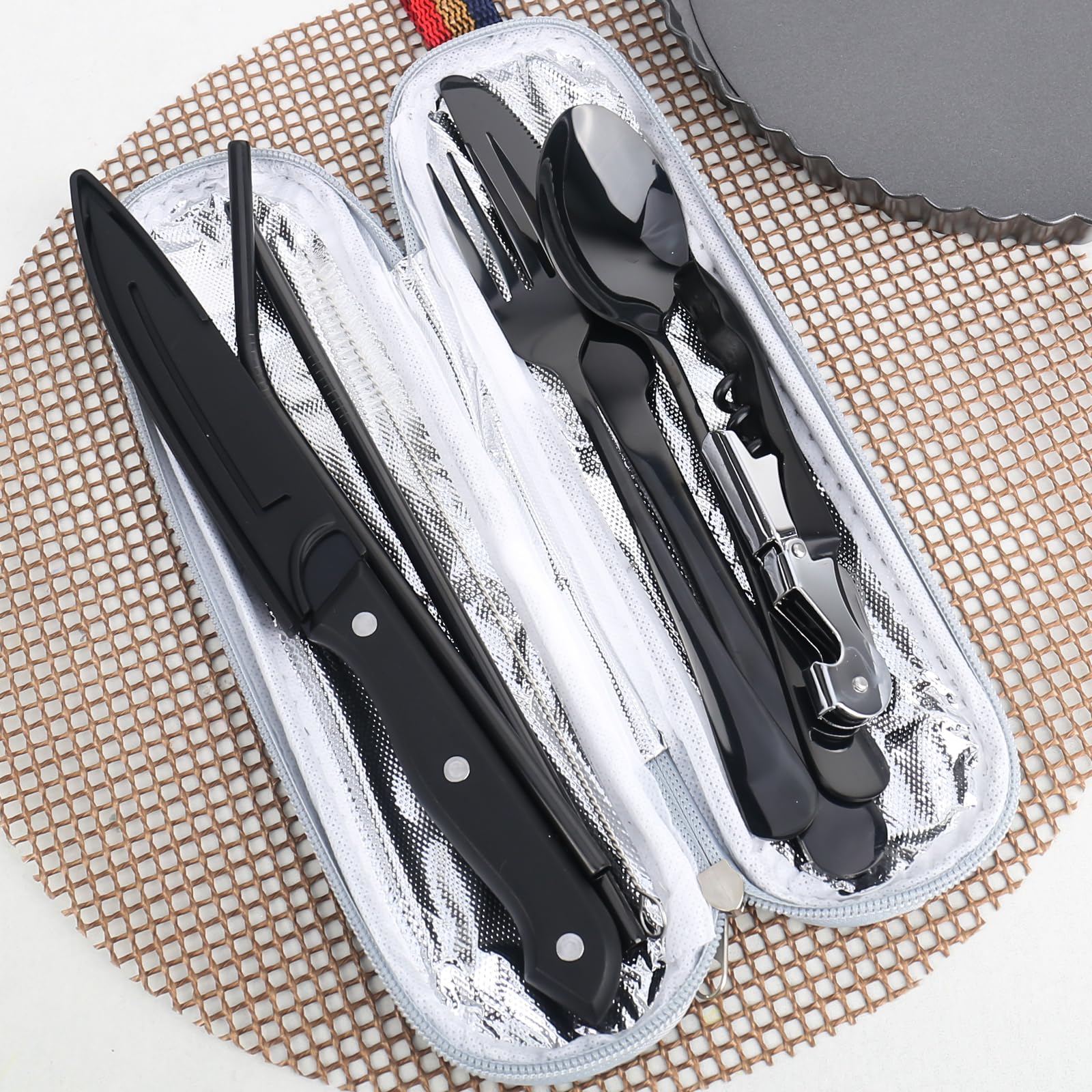 Cubiertos Portatiles Juego De Cubiertos Acero Inoxidable Viaje Picnic Camping 8pz | Cuotas Sin Interés Cubiertos Para Lonchera