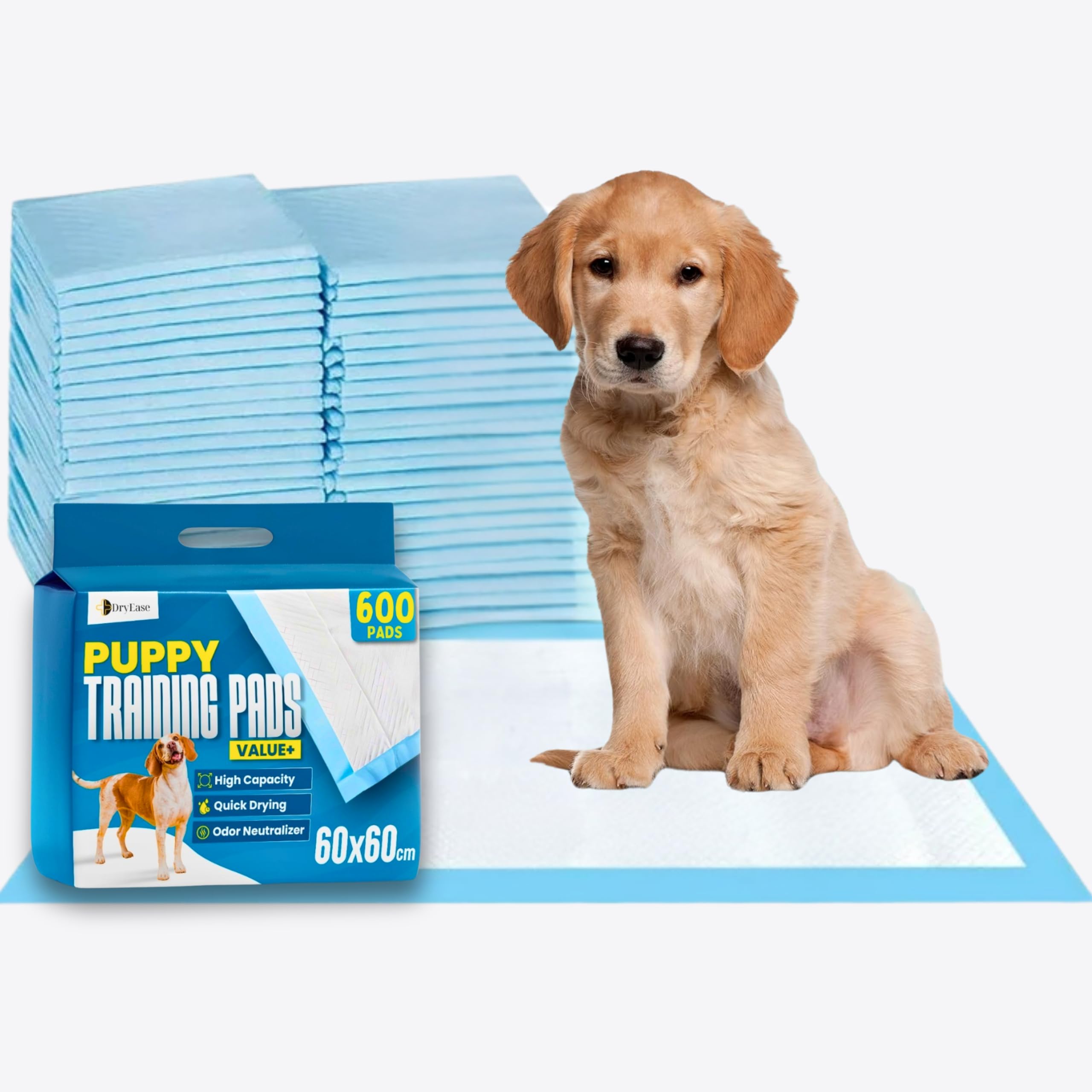 100 x DryEase Large Puppy Pads 60x60cm Disposable Puppy Training Pads | Highly Absorbent Leak-Proof Dog Training Pads | Premium Quality Quick-Dry Dog Pads (60x60cm - 100 Count). — view 9