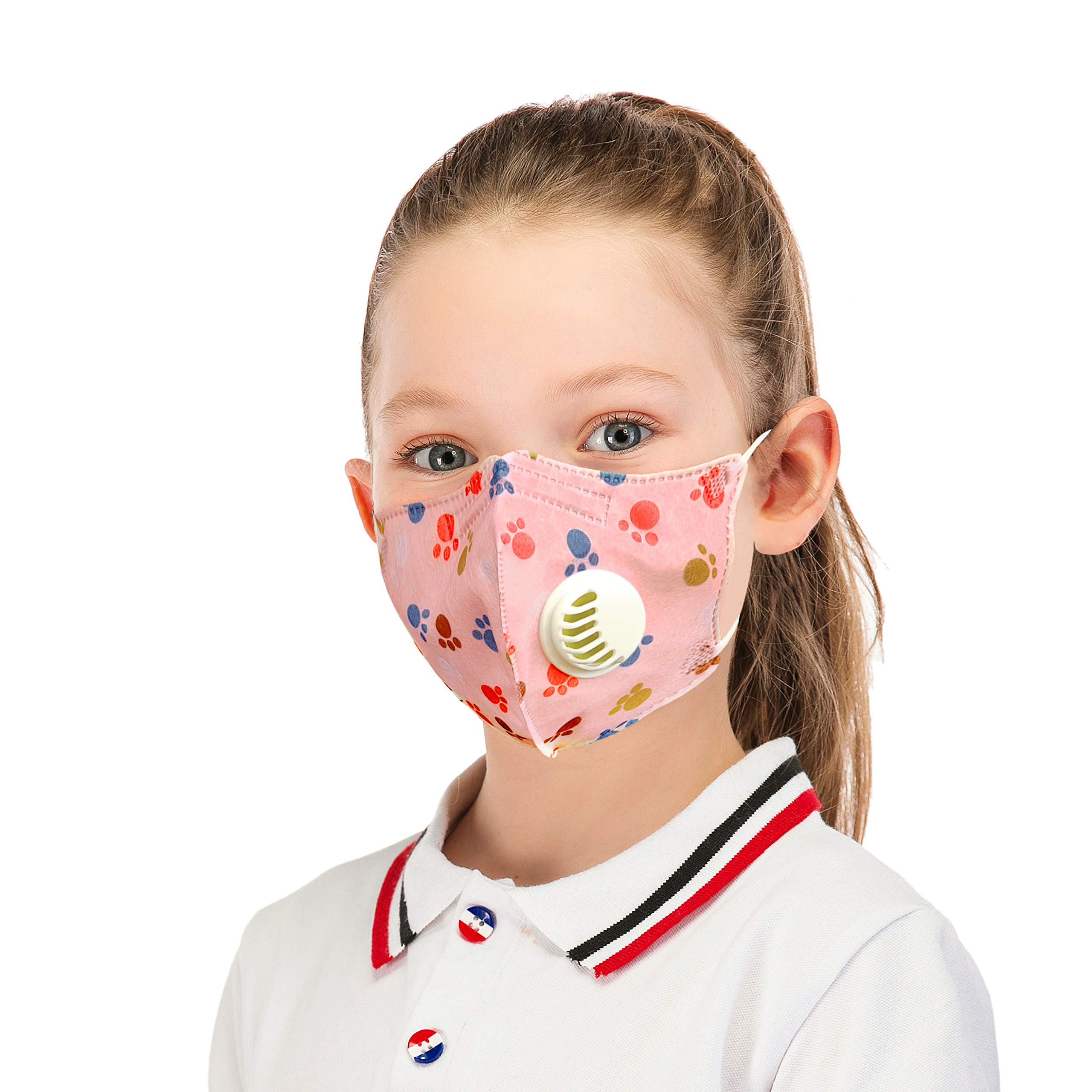 VRITRAZ PM 2.5 Anti-Pollution Activated Carbon Face Mask for Kids, Paw Pink-image-1