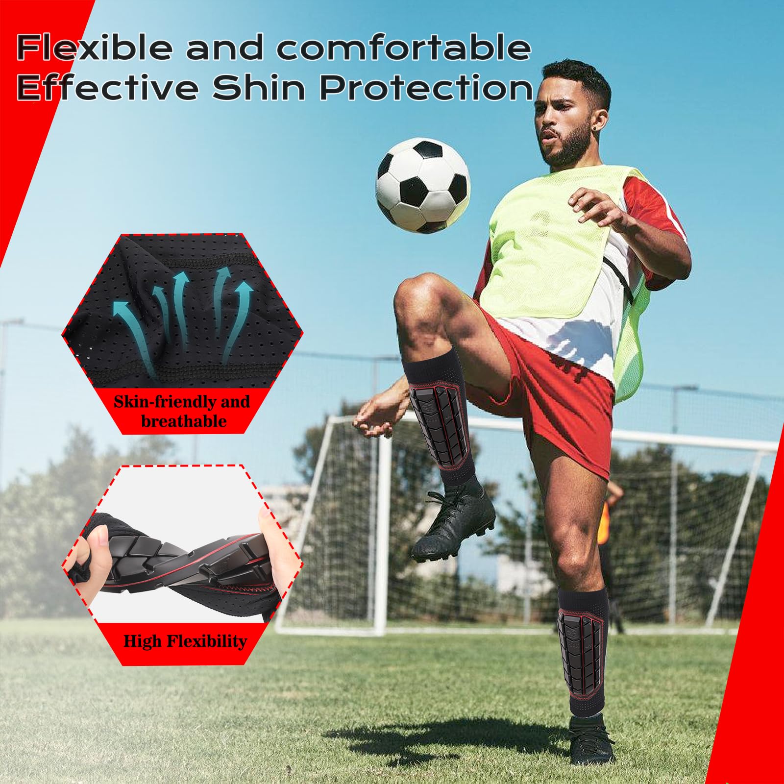 Espinilleras de fútbol de alto impacto para niños y adultos, espinilleras para hombres, mujeres, niños y niñas