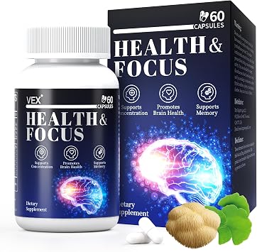 VEX Supplement Memory & Clarity Support with Folic Acid, Vitamin B, Acetylcysteine, Bacopa Monnieri, Lions Mane, Ginkgo Biloba & Black Pepper Cognitive, 60 Capsules