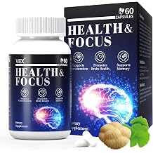 VEX Supplement Memory & Clarity Support with Folic Acid, Vitamin B, Acetylcysteine, Bacopa Monnieri, Lions Mane, Ginkgo Biloba & Black Pepper Cognitive, 60 Capsules