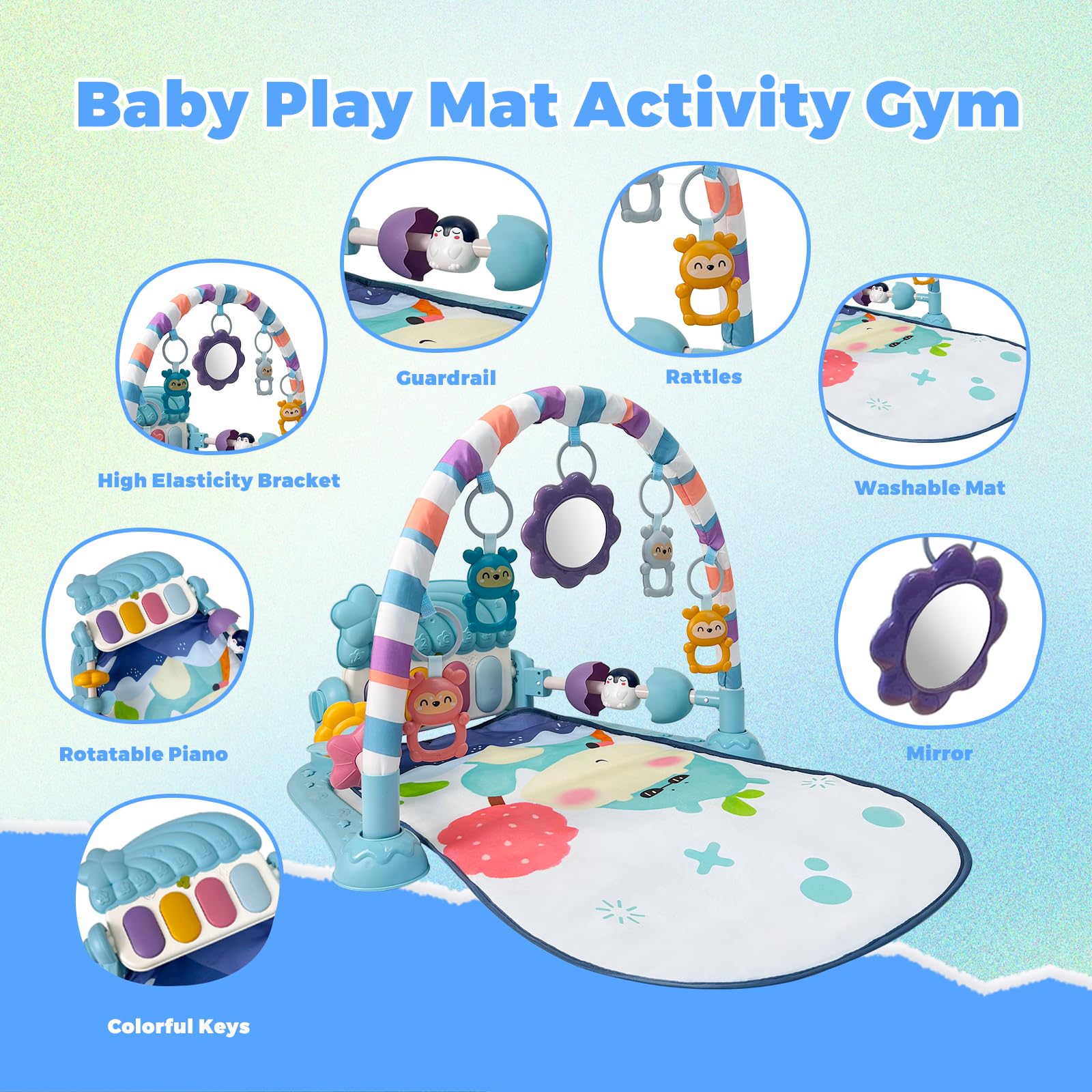 Baby Gym - 3 in 1 Muzikale speelmat met piano - Activity gym -Kick and