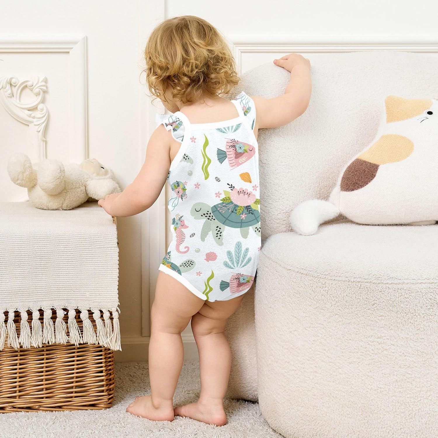 Baby Onesies Grey Stripes Deer Unisex Baby Sleeveless Bodysuits 0-24 Months for Boys Girls