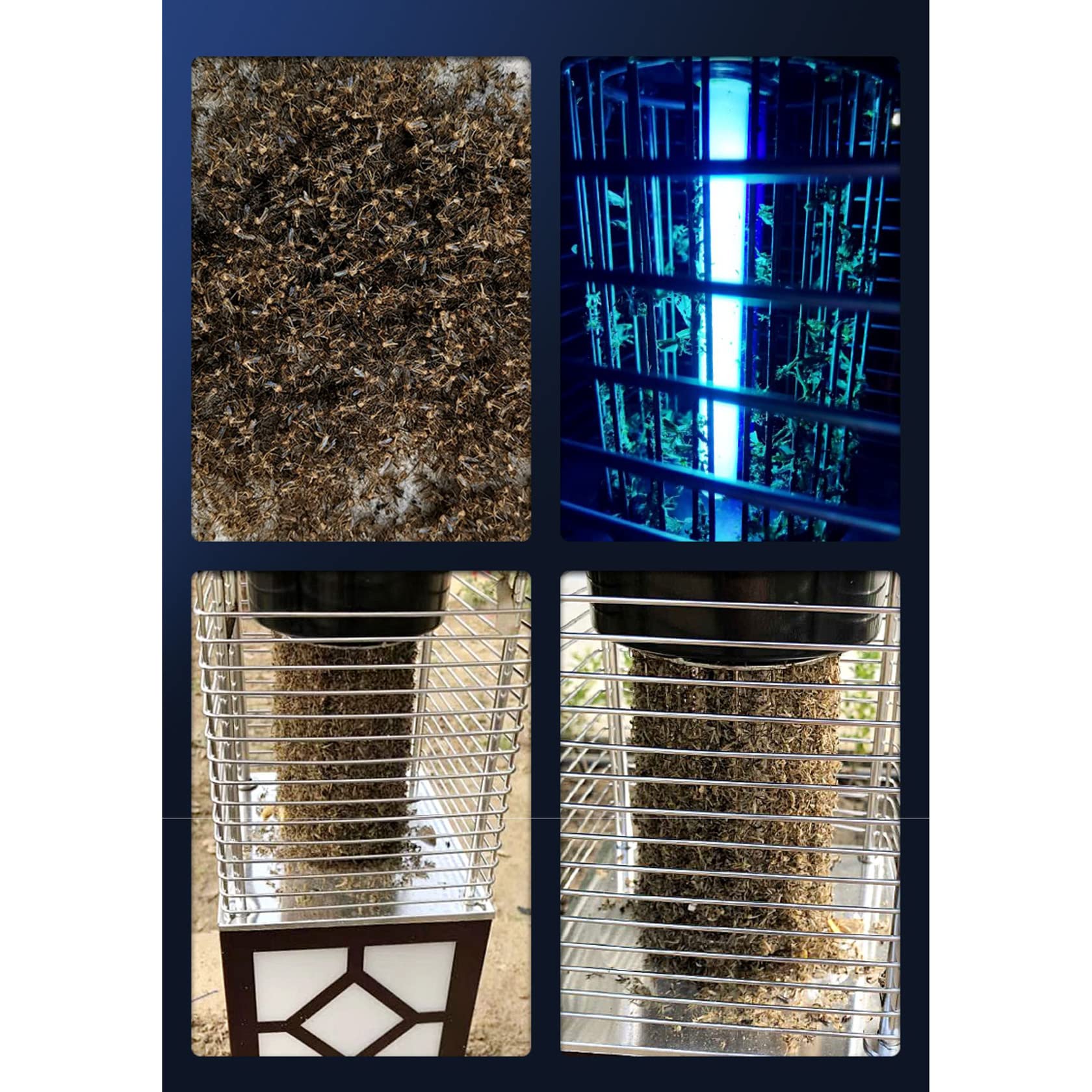 Elektrischer Insektenvernichter 5500V Moskito Zapper, 2 IN 1 UV Mückenlampe,95CM Gartenstraßenlaterne aus Aluminiumlegierung,IPX6 wasserdichter,vollautomatischer intelligenter,150m²,Black
