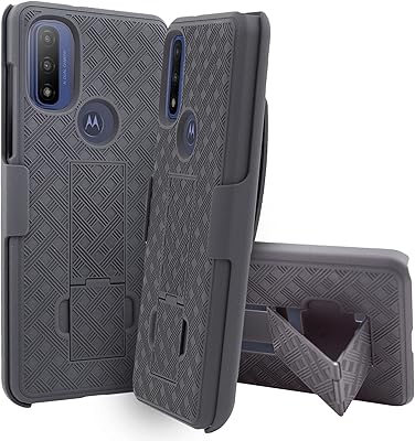 Thousandgear Compatible with Motorola Moto G Pure Case, Moto G Pure Case Holster with Screen Protector, Swivel Belt Clip Holster with Kickstand, Heavy Duty Full Body Shockproof Cover (Black)