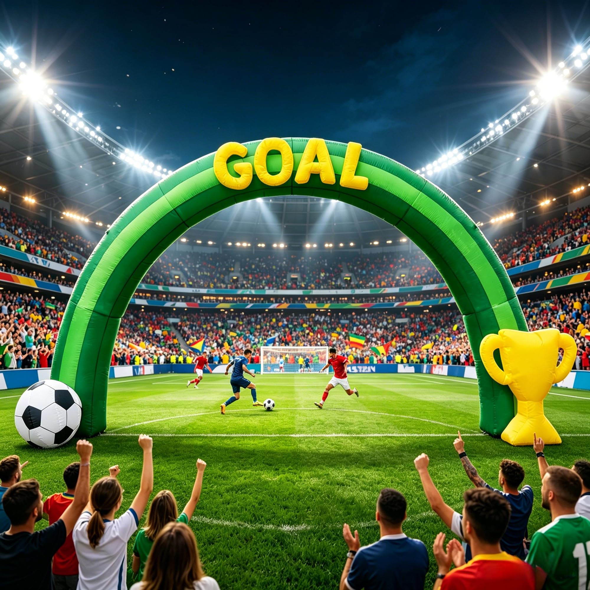 Photo 1 of 14FT Giant Soccer Inflatable Arch 2026 World Soccer Blow up Decorations with Trophy & Built-in 7 LED Lights for Soccer Field Club Team Community Competition Party ?Outdoor Yard Garden Lawn Decor