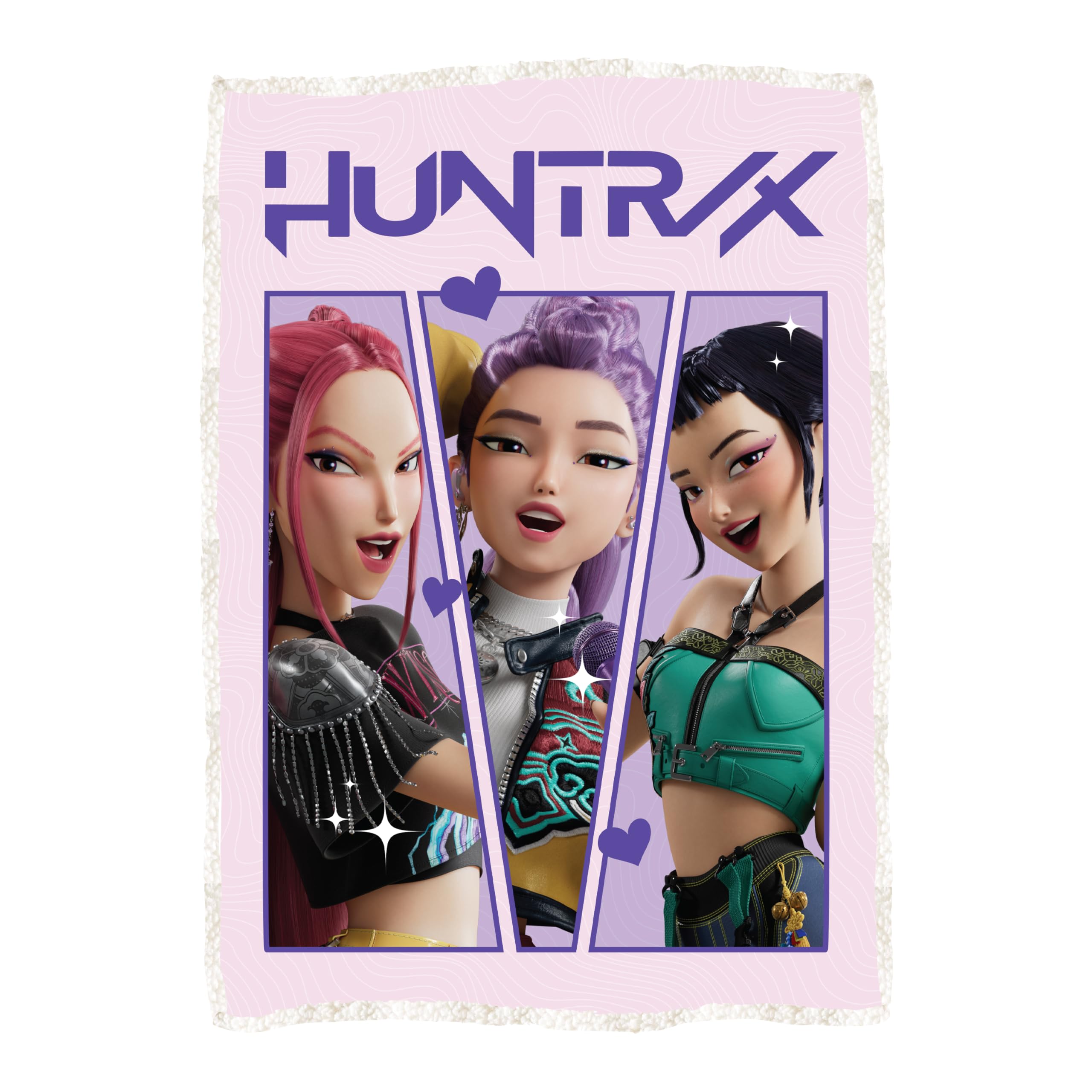 KPop Demon Hunters Sherpa Blanket Soft Fleece Huntrix Soft Throw 100cm x 150cm