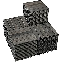 Vista 19 de PrimeZone - 54 azulejos entrelazados de madera de acacia sólida para terraza, patio, 12 x 12 pulgadas, impermeables, para interiores y exteriores