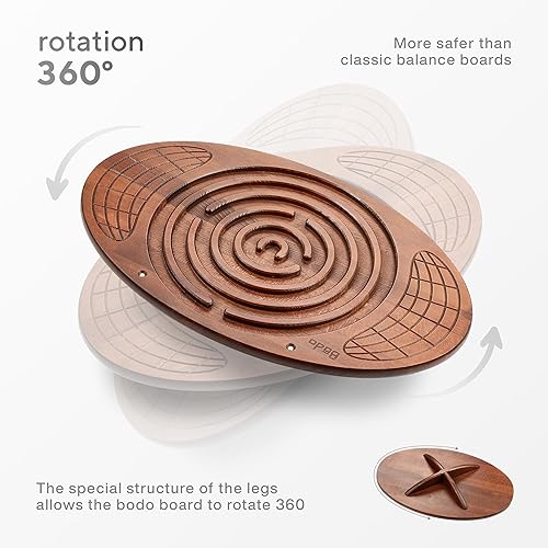 Miniatura 6 de Bodo Maze Balance Board - Tabla de tambaleo de madera para niños, niños pequeños, adolescentes y adultos para entrenamiento de ejercicio, terapia