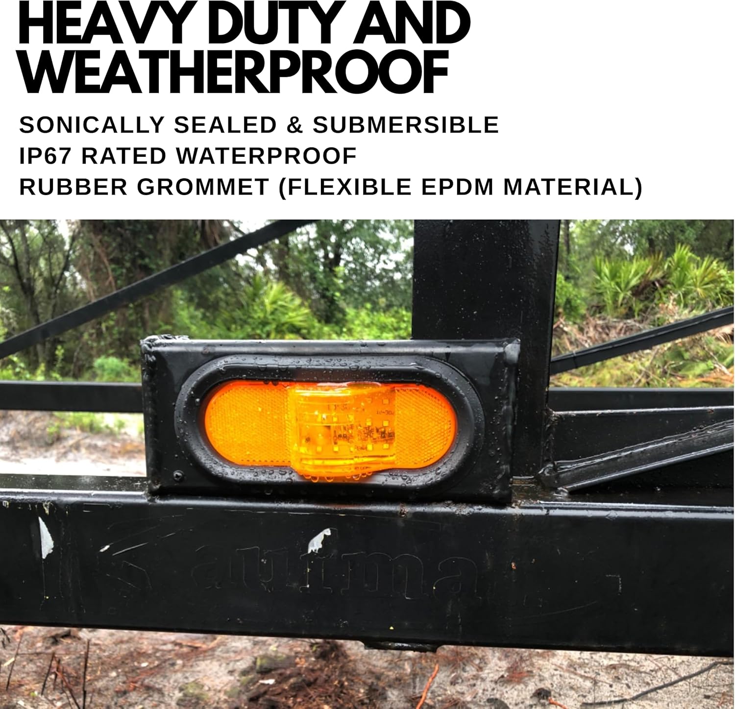 Qty 2 6" Mid Turn Signal Amber Marker Light Rubber Mount 18 LED w/Reflex Lens Universal Waterproof 6 Inch Oval Led Mid-Ship Marker and Turn Signal Semi Truck Trailer Peterbilt Kenworth Light