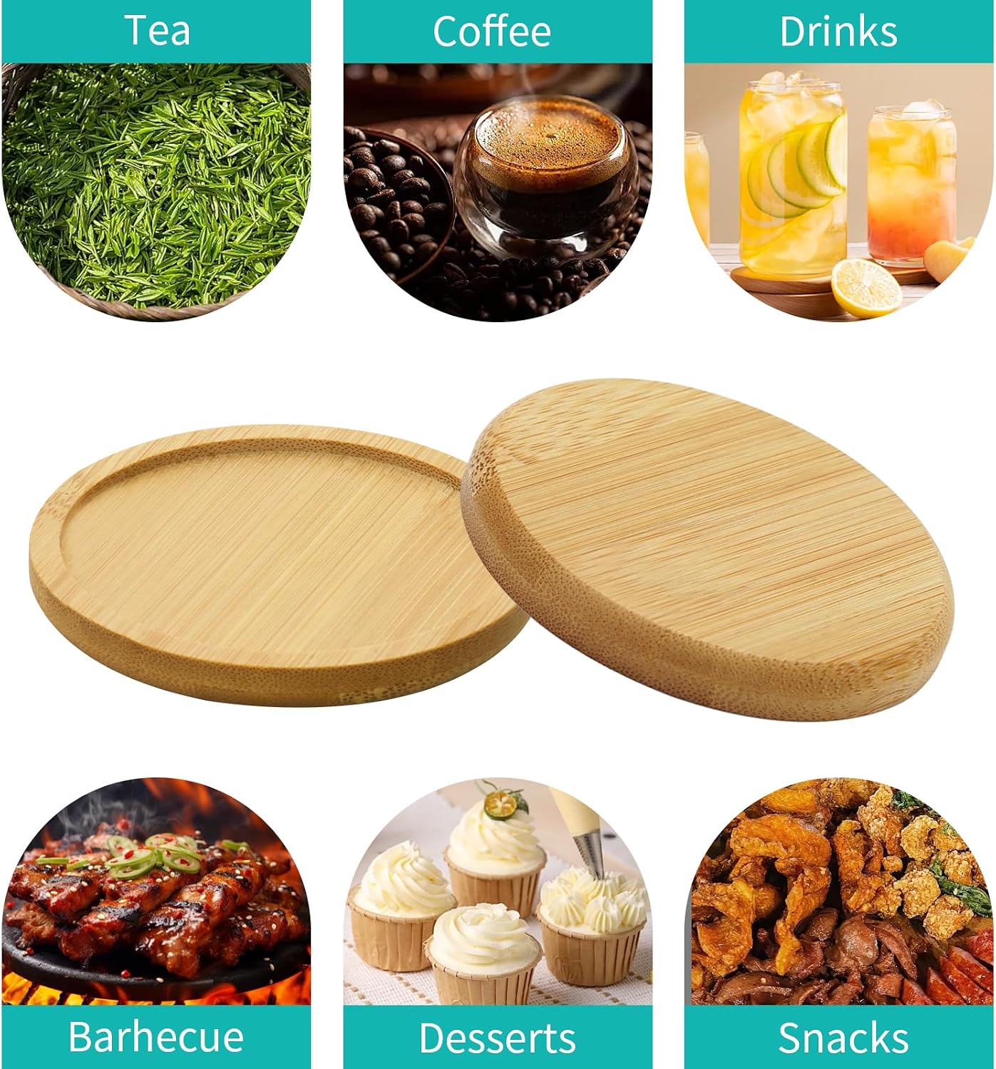 1Pc Round Bamboo Soap Dispenser Tray, Bathroom Countertop Organizer (1)