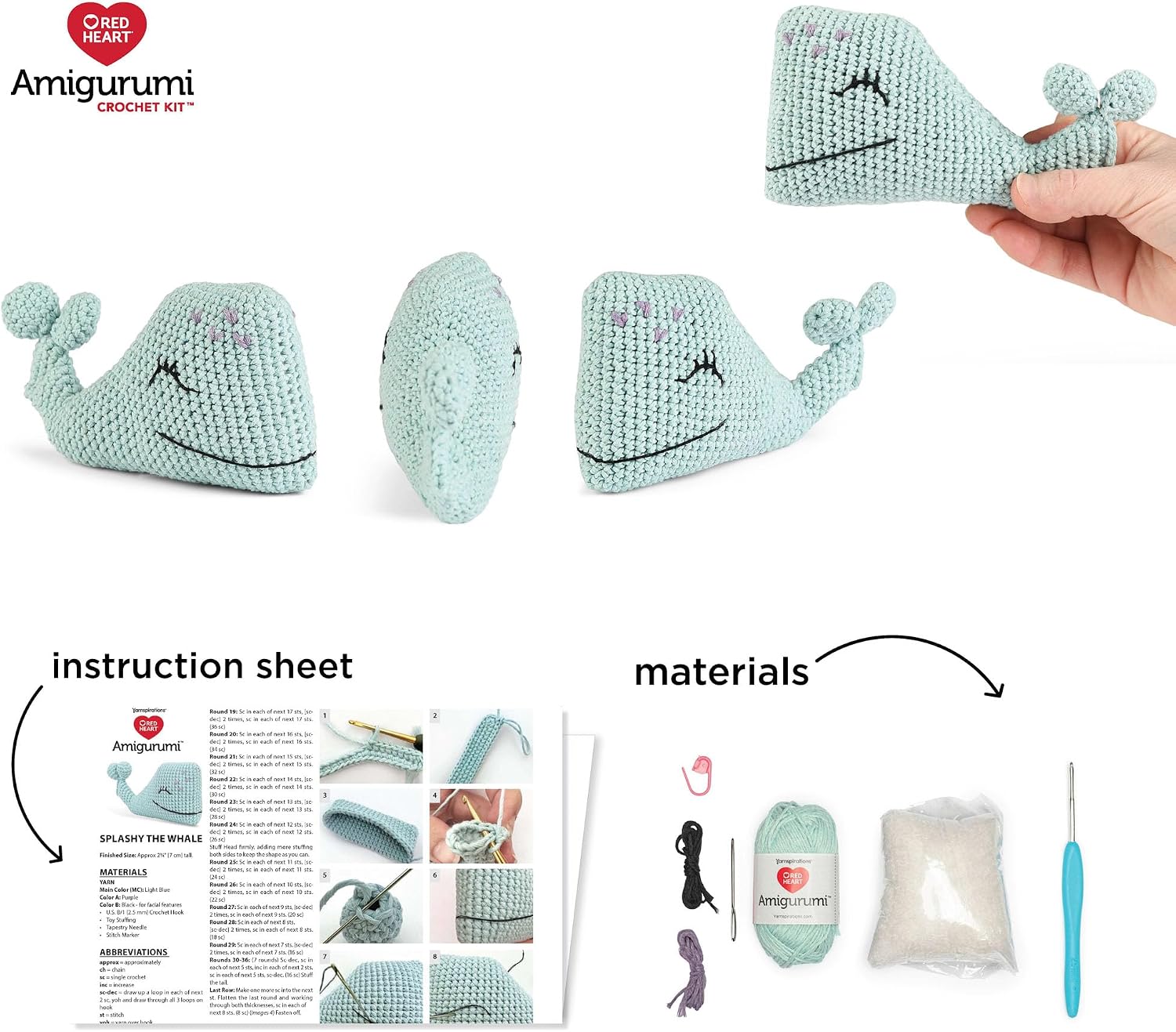 Red Heart Amigurumi Splashy The Whale Kit