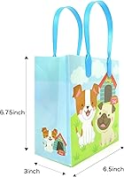 Vista 6 de TINYMILLS Bolsas de regalo para perros y cachorros con asas, 12 unidades, azul, rosa, 7 x 6.25 x 3 pulgadas, temática de perro, fiestas de cumpleaños