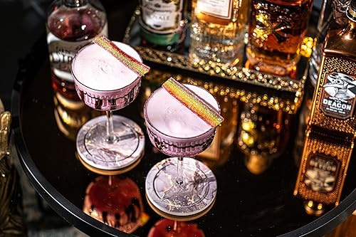 Miniatura 8 de GLASSIQUE CADEAU Vintage Ritzy - Vasos de cóctel y champán | Juego de 4 | Cristalería de tallo largo de cristal de 7 onzas para beber Martini,