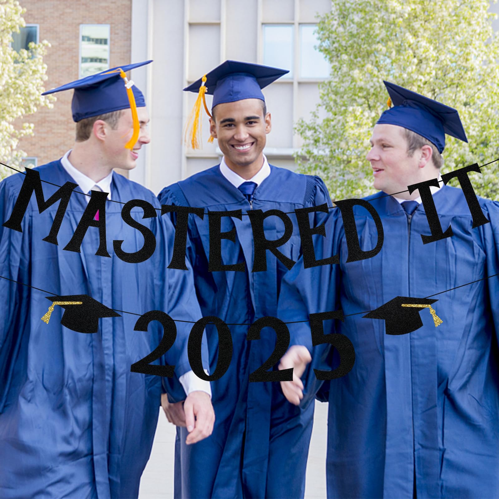 Black Mastered It 2025 Banner Mastered It Graduation 2025 Banner Decorations for College 2025 Graduation Party Decorations Black