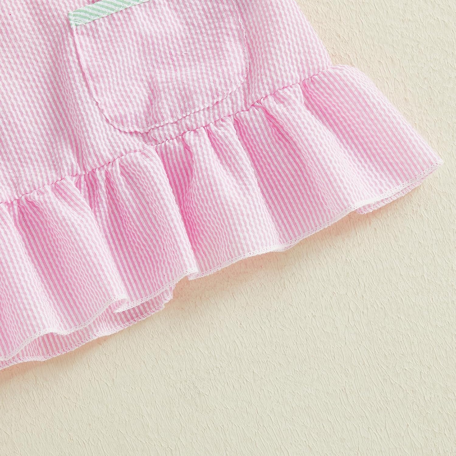 Sasaerucure Infant Toddler Baby Girl Easter Outfit Embroidery Bunny Dress One Piece Sleeveless Pink Ruffle Dress - Image 7