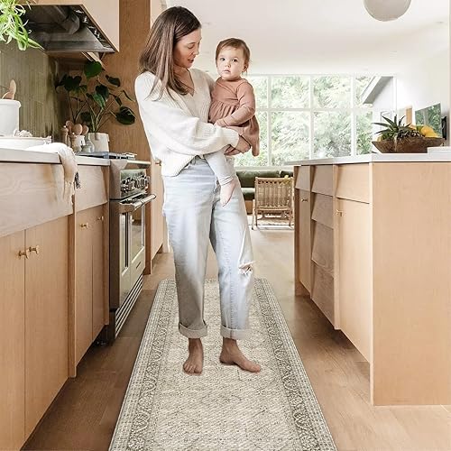 Vista 162 de KIMODE - Juego de 2 tapetes de cocina antifatiga, estilo vintage, antideslizantes, impermeables, ergonómicos, acolchados, cómodos para lavandería