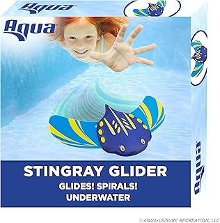 Aqua LEISURE Large Stingray Glider â€“ Single Pack â€“ Underwater Pool Toy with Adjustable Fins Travel Up to 60 Feet â€“ Navy/Lime Green,AZW21364