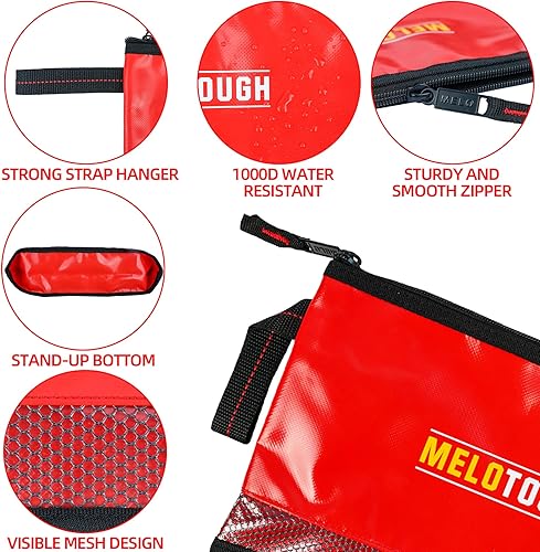 Miniatura 3 de MELOTOUGH Material impermeable 12 pulgadas bolsa de herramientas con cremallera paquete de 2, bolsa de herramientas multiusos para herramientas